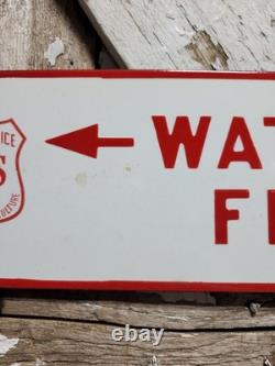 Vintage Us Forest Service Porcelain Sign Old 30 Water For Fire Trucks Plaque