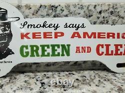 Vintage Us Forest Service Porcelain Sign Smokey Bear Tag Topper Park Ranger Gas