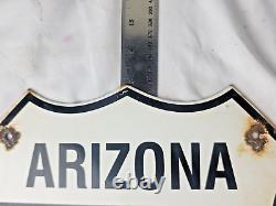 Vintage Us Route 66 Arizona Az Porcelain Metal Highway Sign Gas Oil Road Shield