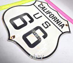Vintage Us Route 66 California Porcelain Metal Highway Sign Gas Oil Road Shield