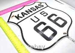 Vintage Us Route 66 Kansas Porcelain Metal Highway Sign Gas Oil Road Shield