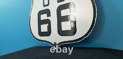 Vintage Us Route 66 Porcelain Gasoline Auto New Mexico Road Shield Sign