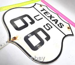 Vintage Us Route 66 Texas Porcelain Metal Highway Sign Gas Oil Road Shield