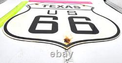 Vintage Us Route 66 Texas Porcelain Metal Highway Sign Gas Oil Road Shield