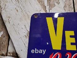 Vintage Veedol Porcelain Sign Car Motor Oil Lubrication Service Garage 35 Cents