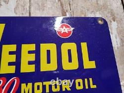 Vintage Veedol Porcelain Sign Car Motor Oil Lubrication Service Garage 35 Cents