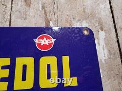 Vintage Veedol Porcelain Sign Car Motor Oil Lubrication Service Garage 35 Cents