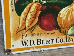 Vintage Vegetable Seeds Porcelain Sign Gardening Hardware Store W. D. Burt Co