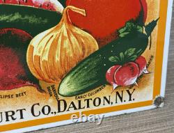 Vintage Vegetable Seeds Porcelain Sign Gardening Hardware Store W. D. Burt Co