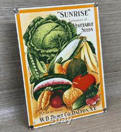 Vintage Vegetable Seeds Porcelain Sign Gardening Hardware Store W. D. Burt Co