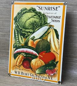 Vintage Vegetable Seeds Porcelain Sign Gardening Hardware Store W. D. Burt Co