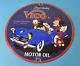Vintage Vico Motor Oil Sign Porcelain Walt Disney Gasoline Pump Plate Sign