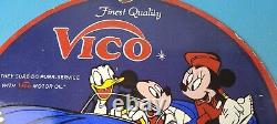 Vintage Vico Motor Oil Sign Porcelain Walt Disney Gasoline Pump Plate Sign