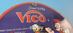 Vintage Vico Motor Oil Sign Porcelain Walt Disney Gasoline Pump Plate Sign