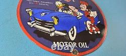 Vintage Vico Motor Oil Sign Porcelain Walt Disney Gasoline Pump Plate Sign