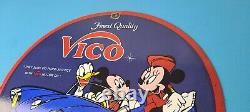 Vintage Vico Motor Oil Sign Porcelain Walt Disney Gasoline Pump Plate Sign