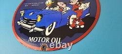 Vintage Vico Motor Oil Sign Porcelain Walt Disney Gasoline Pump Plate Sign