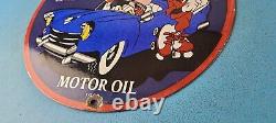 Vintage Vico Motor Oil Sign Porcelain Walt Disney Gasoline Pump Plate Sign