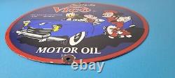 Vintage Vico Motor Oil Sign Porcelain Walt Disney Gasoline Pump Plate Sign