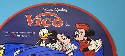 Vintage Vico Motor Oil Sign Porcelain Walt Disney Gasoline Pump Plate Sign