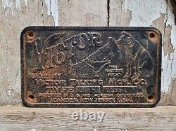 Vintage Victor Sign Gas Oil Cast Iron Rca Victrola Nipper Dog England Music 8