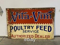 Vintage Vita-Vim Poultry Feed Authorized Dealer Metal Sign