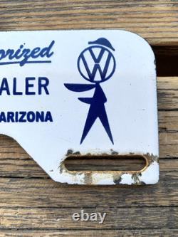 Vintage Vw Volkswagen Van Wyk Gas Oil Station Porcelain License Plate Sign