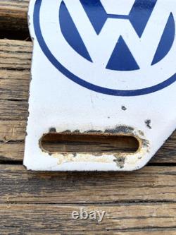Vintage Vw Volkswagen Van Wyk Gas Oil Station Porcelain License Plate Sign