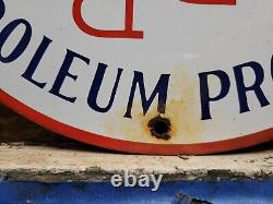 Vintage Waggoner Refining Co Porcelain Sign Petroleum Oil Cattle DDD Ranch Steer