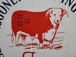 Vintage Waggoner Refining Co Porcelain Sign Petroleum Oil Cattle DDD Ranch Steer