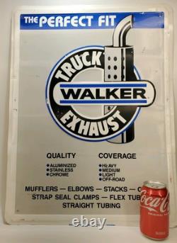 Vintage Walker Truck Exhaust Metal Embossed Sign Original 24×18 Stout Ind Rare