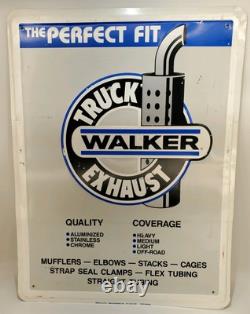 Vintage Walker Truck Exhaust Metal Embossed Sign Original 24×18 Stout Ind Rare