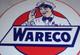 Vintage Wareco Gas Service Station Man 11 3/4 Porcelain Metal Gasoline Oil Sign