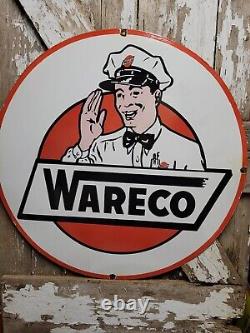 Vintage Wareco Porcelain Sign Gasoline Sign Gas Station William Ware Texaco 30