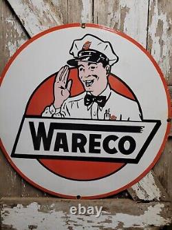 Vintage Wareco Porcelain Sign Gasoline Sign Gas Station William Ware Texaco 30