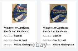 Vintage Warning 2nd Amendment Winchester Revolver 11 3/4 Porcelain Metal Sign