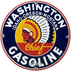 Vintage Washington Gasoline Porcelain Sign, Gas Station, Pump Plate, Motor Oil