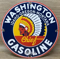 Vintage Washington Gasoline Porcelain Sign, Gas Station, Pump Plate, Motor Oil