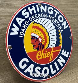 Vintage Washington Gasoline Porcelain Sign, Gas Station, Pump Plate, Motor Oil