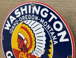 Vintage Washington Gasoline Porcelain Sign, Gas Station, Pump Plate, Motor Oil