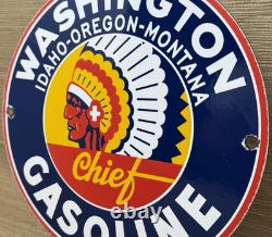 Vintage Washington Gasoline Porcelain Sign, Gas Station, Pump Plate, Motor Oil
