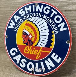Vintage Washington Gasoline Porcelain Sign, Gas Station, Pump Plate, Motor Oil