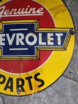 Vintage We Use Genuine Chevrolet Parts Porcelain Sign 12