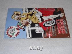 Vintage Wendy White Rose Woman Convertible 16 Porcelain Metal Gasoline Oil Sign