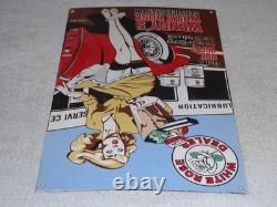 Vintage Wendy White Rose Woman Convertible 16 Porcelain Metal Gasoline Oil Sign