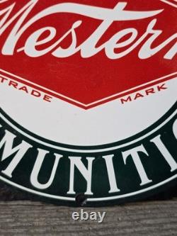 Vintage Western Ammunition Porcelain Sign Shotgun Shells Gun Ammo Hunting 8