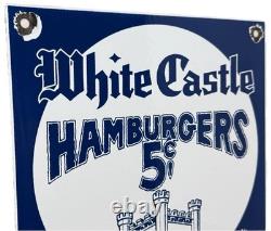 Vintage White Castle Porcelain Sign Fast Food Gas Station Pepsi Dew Mcdonalds