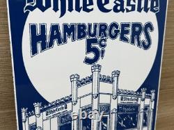 Vintage White Castle Porcelain Sign Fast Food Gas Station Pepsi Dew Mcdonalds