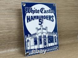Vintage White Castle Porcelain Sign Fast Food Gas Station Pepsi Dew Mcdonalds