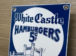 Vintage White Castle Porcelain Sign Fast Food Gas Station Pepsi Dew Mcdonalds